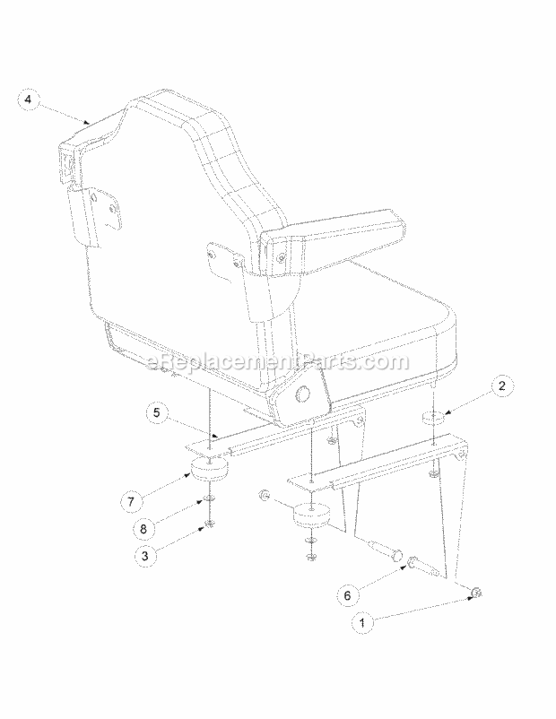 Seat Assembly Diagram and Parts List for M54-KW 53DB5DBW750 Cub Cadet Sprayer